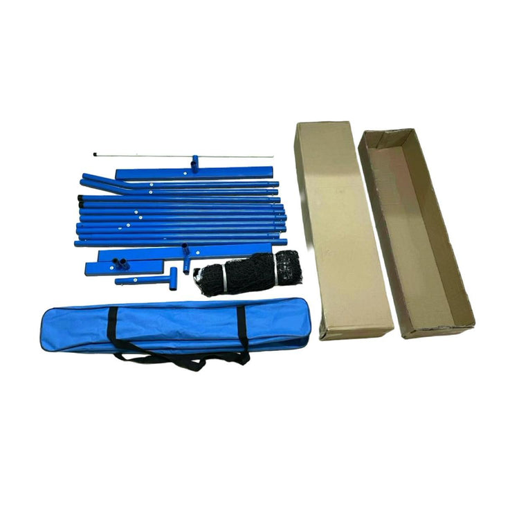 Specton Blue Portable Pickleball Net Set components packed with carry bag and storage box