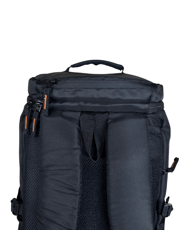 Top carry handle and zippered compartment on Specton pickleball backpack