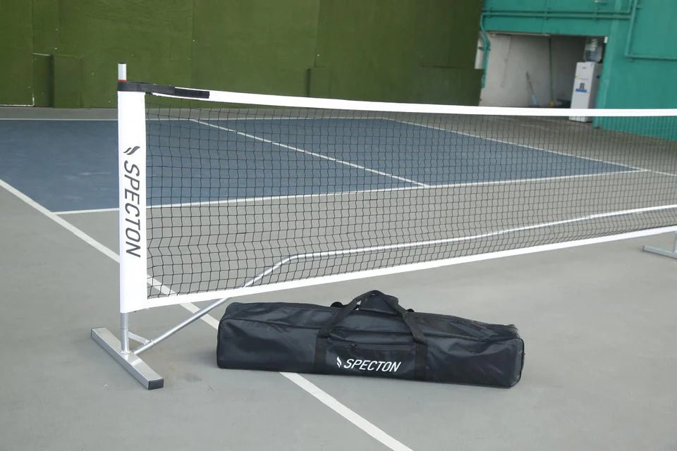 Durable championship size pickleball net by Specton with carry bag